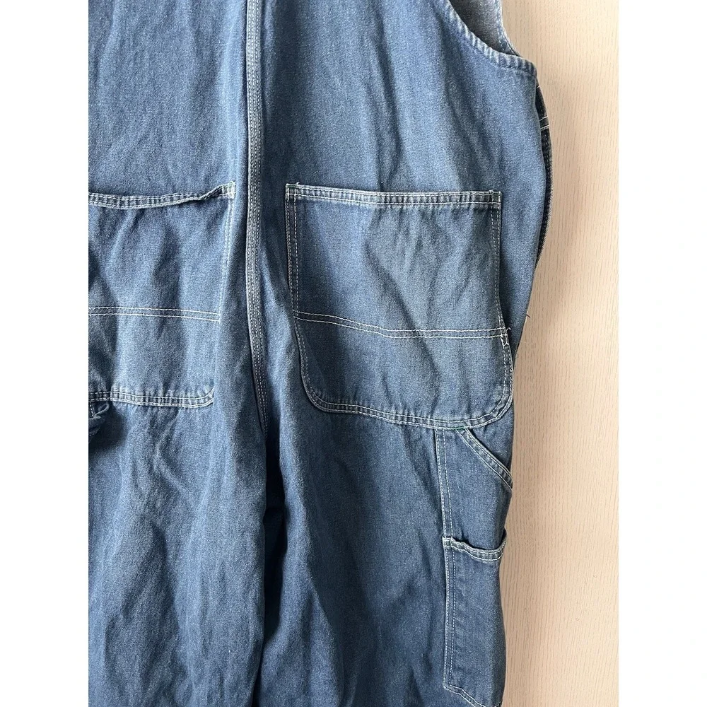 Liberty Bib Overalls Mens 42x32 Denim Blue Button Fly Carpenter Hammer Loop